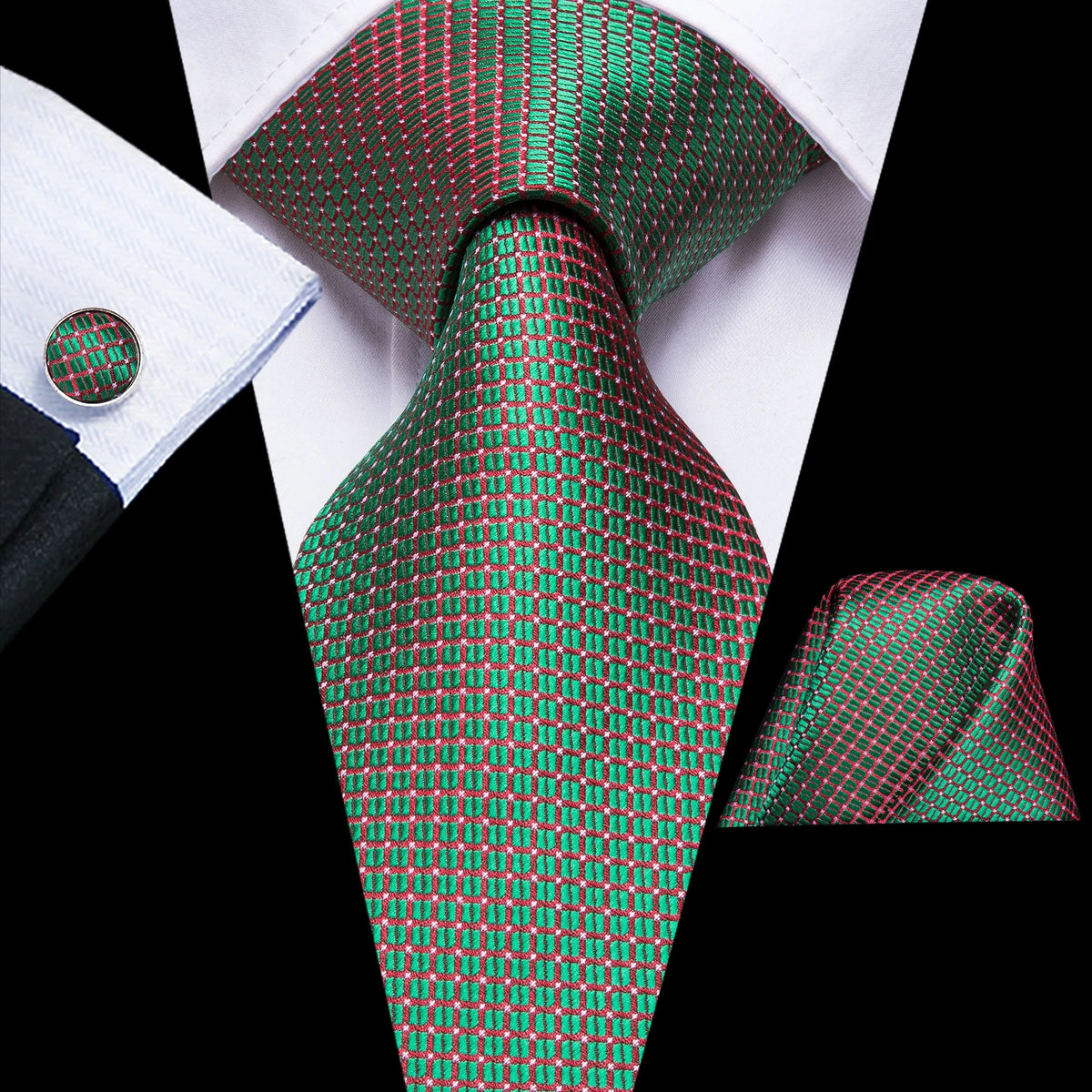 Dark Green Three Piece Ties - Patterned and Textured Designs