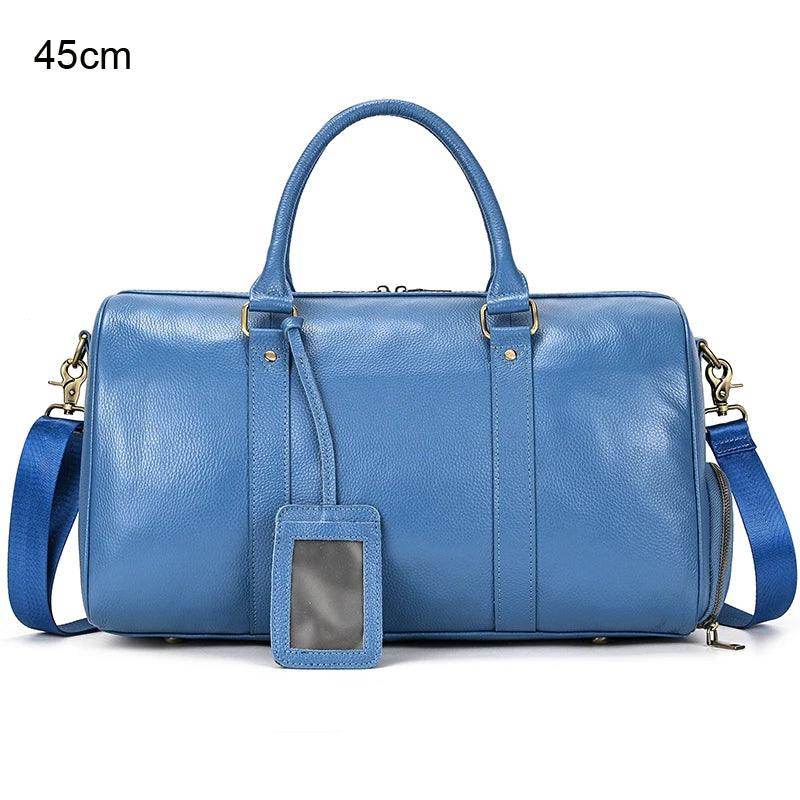 Personalized Leather Duffel Bags Purple Blue Brown Black - VacationGrabs