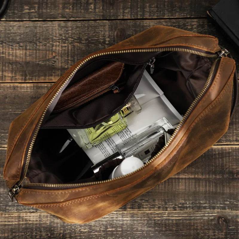 Premium Genuine Leather Travel Toiletry Bag - VacationGrabs