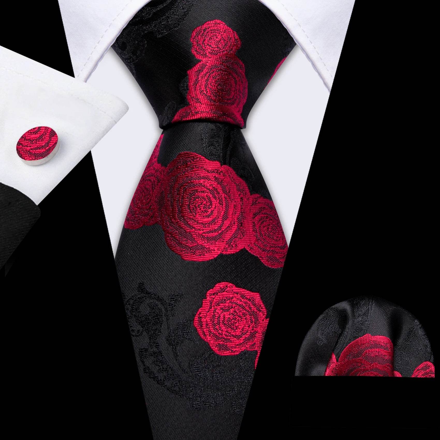 Floral Jacquard Silk Tie Set for Men - VacationGrabs