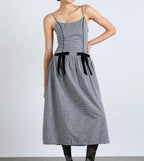 Women Midi Spaghetti Strap Dress Plaid Print Scoop Neck Sleeveless Backless Dress for Daily Party Club Summer Y2K Streetwear