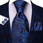 Men's blue paisley tie set, perfect for how to tie mens tie occasions