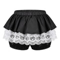 VacationGrabs Lolita Sweet Lace Layered Bloomers Women Elastic High Waist Ruffle Fake Two Piece Skort Lace Hem Casual Cute Short Pants