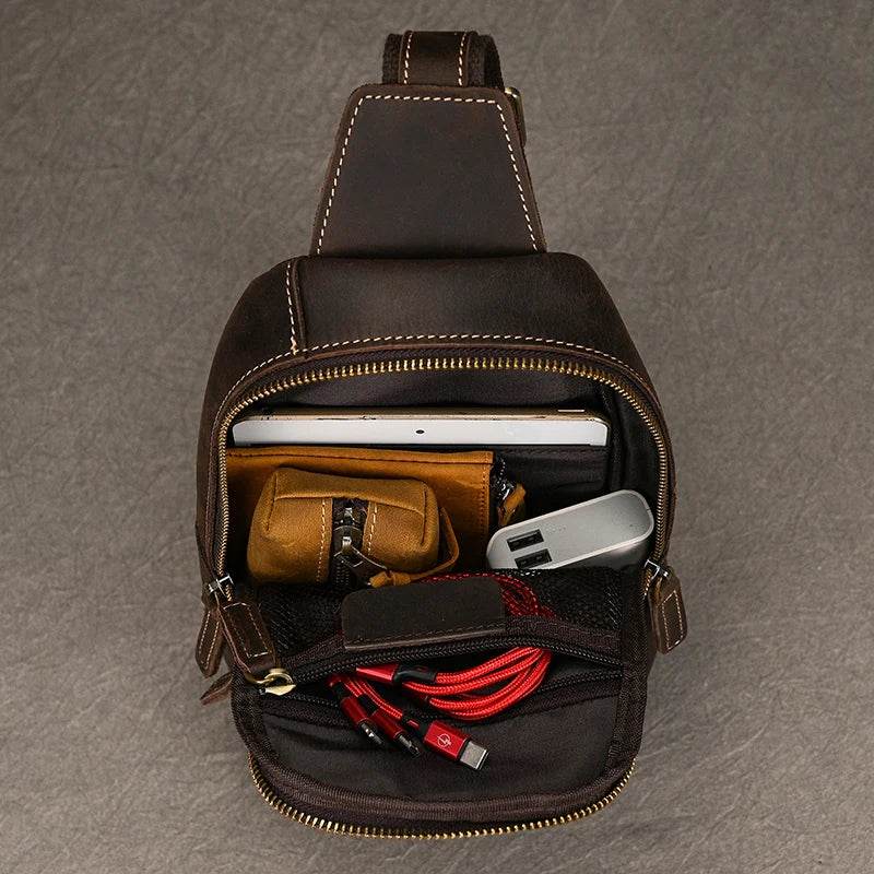 Small Crossbody Bags Genuine Leather Chest Bag Summer Outdoor Bag - VacationGrabs