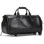 Large Capacity Leather Trolley Bag – Rolling Business Handbag - VacationGrabs
