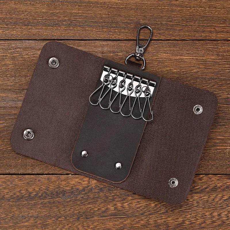 Crazy Horse Leather Keycase for Car & Coin Wallet Genuine Leather - VacationGrabs