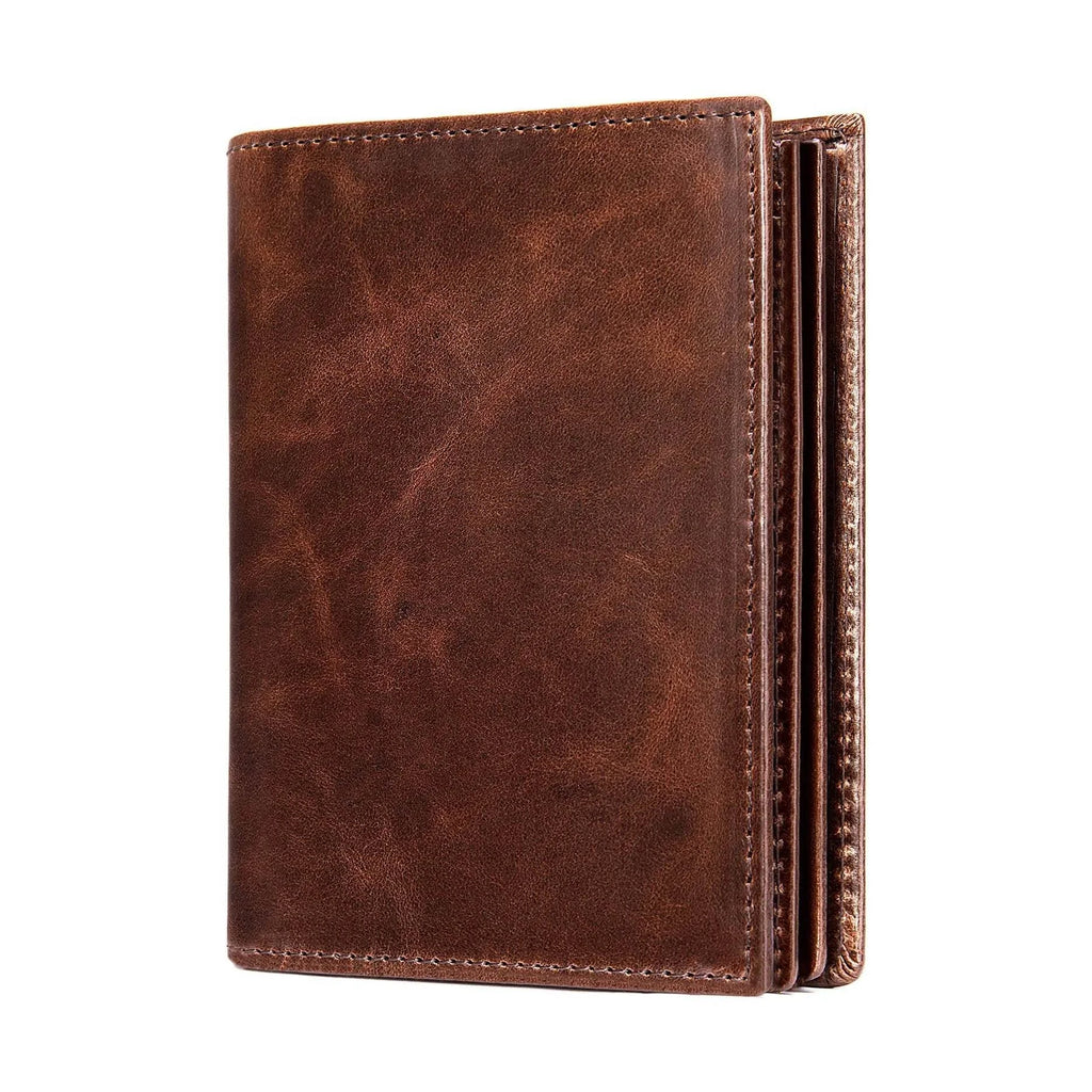 RFID Genuine Leather Travel Wallet Business Card Clip Short Purse Wallet - VacationGrabs