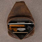 Crazy Horse Leather Men’s Chest Bag Top Layer Cowhide Sling - VacationGrabs