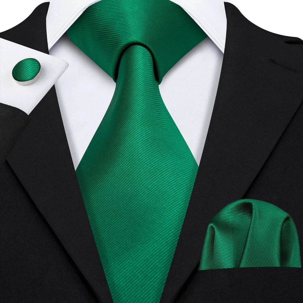 Green Silk Tie Set for Men: Multiple Shades Available - VacationGrabs
