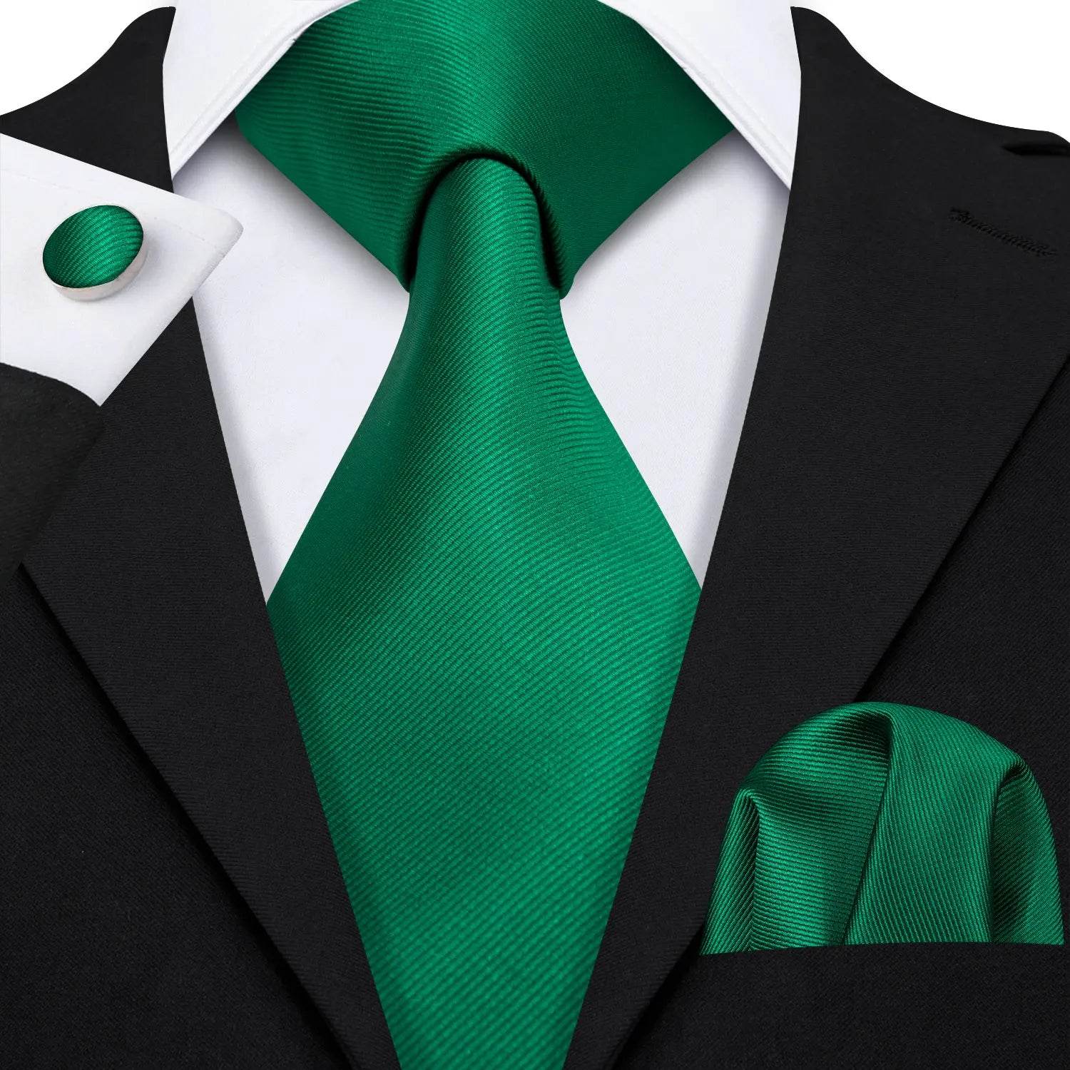 Green Silk Tie Set for Men: Multiple Shades Available - VacationGrabs
