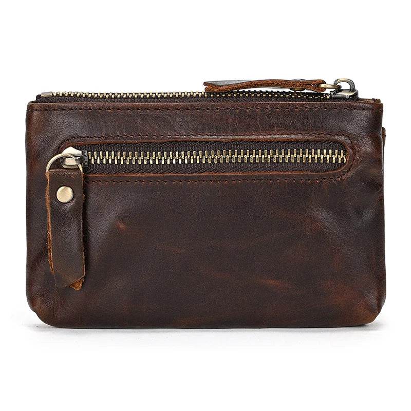 Small Leather Coin Wallet for Men & Women Zipper Mini Card Wallet - VacationGrabs