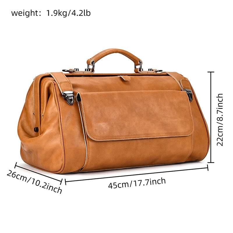 Fashionable Men’s Tote Weekender Bag Leather Travel Luggage - VacationGrabs