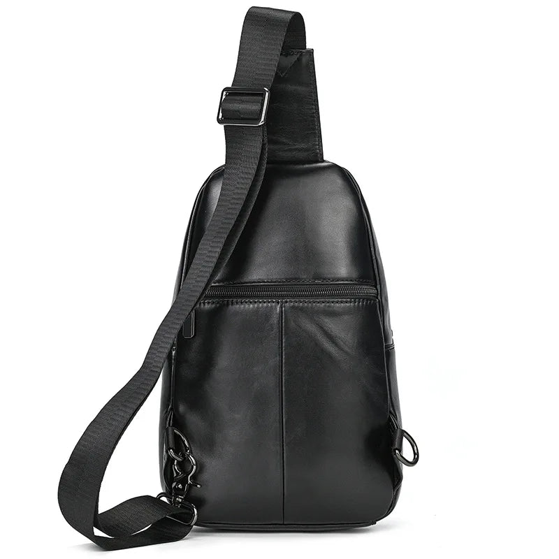 Newsbirds Casual Men's Chest Bag Genuine Leather Single Shoulder Cross Body Bag Soft Cow Leather Chest Pack For Men Slinig Bags