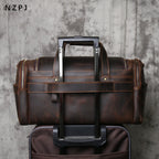 Men's Vintage Genuine Leather Travel Duffel Bag – Large Capacity Weekender
