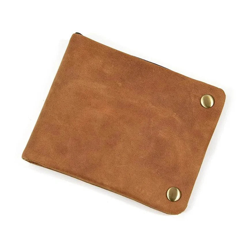 Vintage Zipper Leather Trifold Wallet Men & Women Luxury Design - VacationGrabs