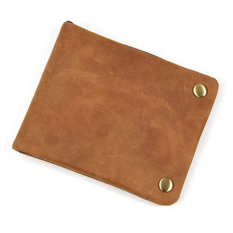 Vintage Zipper Leather Trifold Wallet Men & Women Luxury Design - VacationGrabs