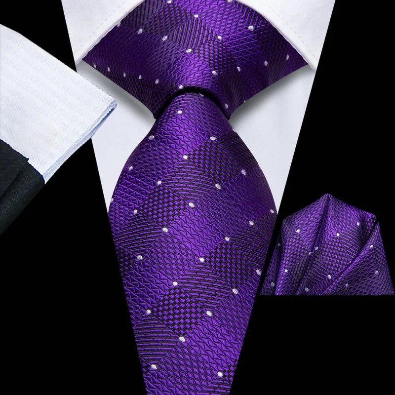 Purple men's tie set, silk fabric, for formal occasions, how to tie men's tie