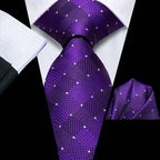 Purple men's tie set, silk fabric, for formal occasions, how to tie men's tie