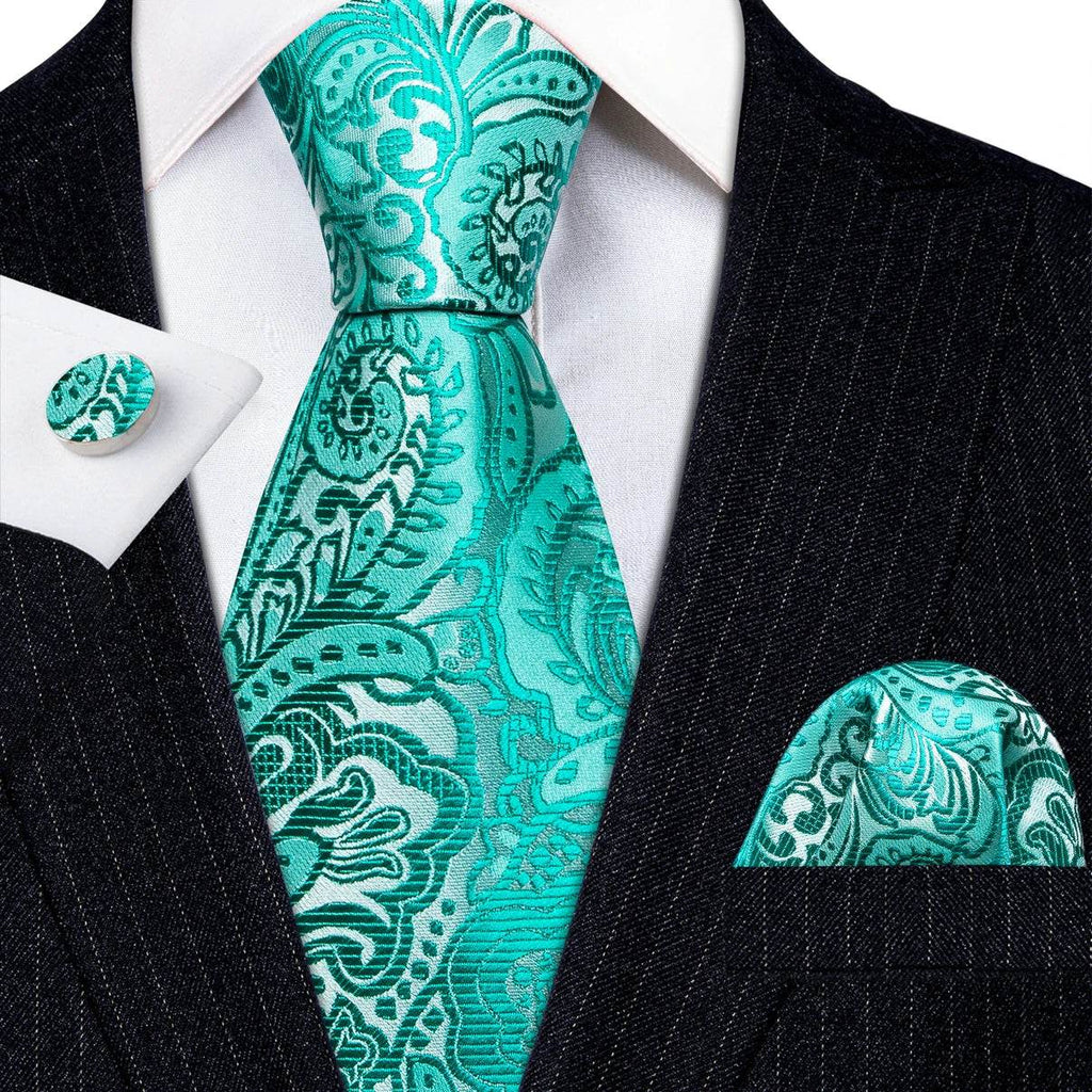 Green Silk Tie Set for Men: Multiple Shades Available - VacationGrabs