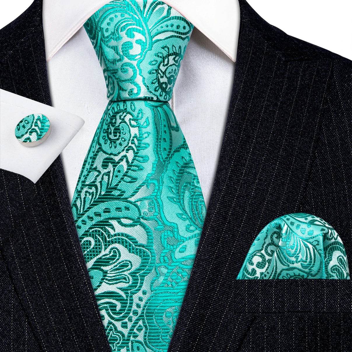 Green Silk Tie Set for Men: Multiple Shades Available - VacationGrabs