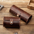 Leather Watch Case with Three Round Buckles for Convenient Travel Storage - VacationGrabs