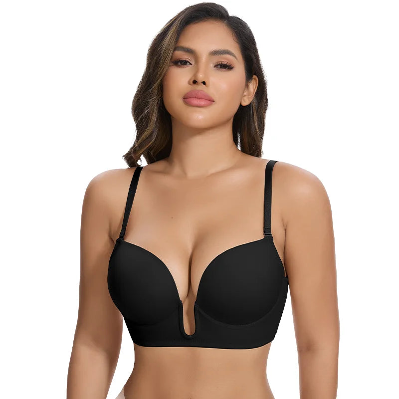 Deep V Push-Up Bralette – Backless Invisible Lingerie
