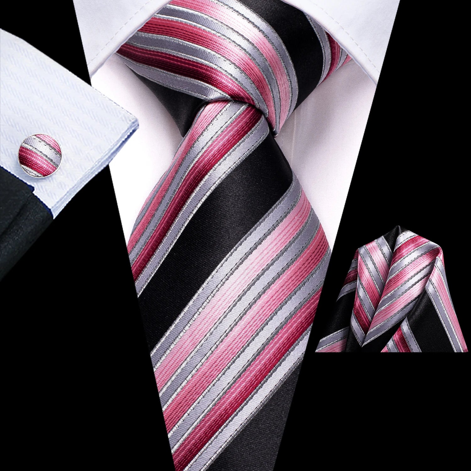 Men's Black Silk Paisley Tie for Travel-Friendly Style