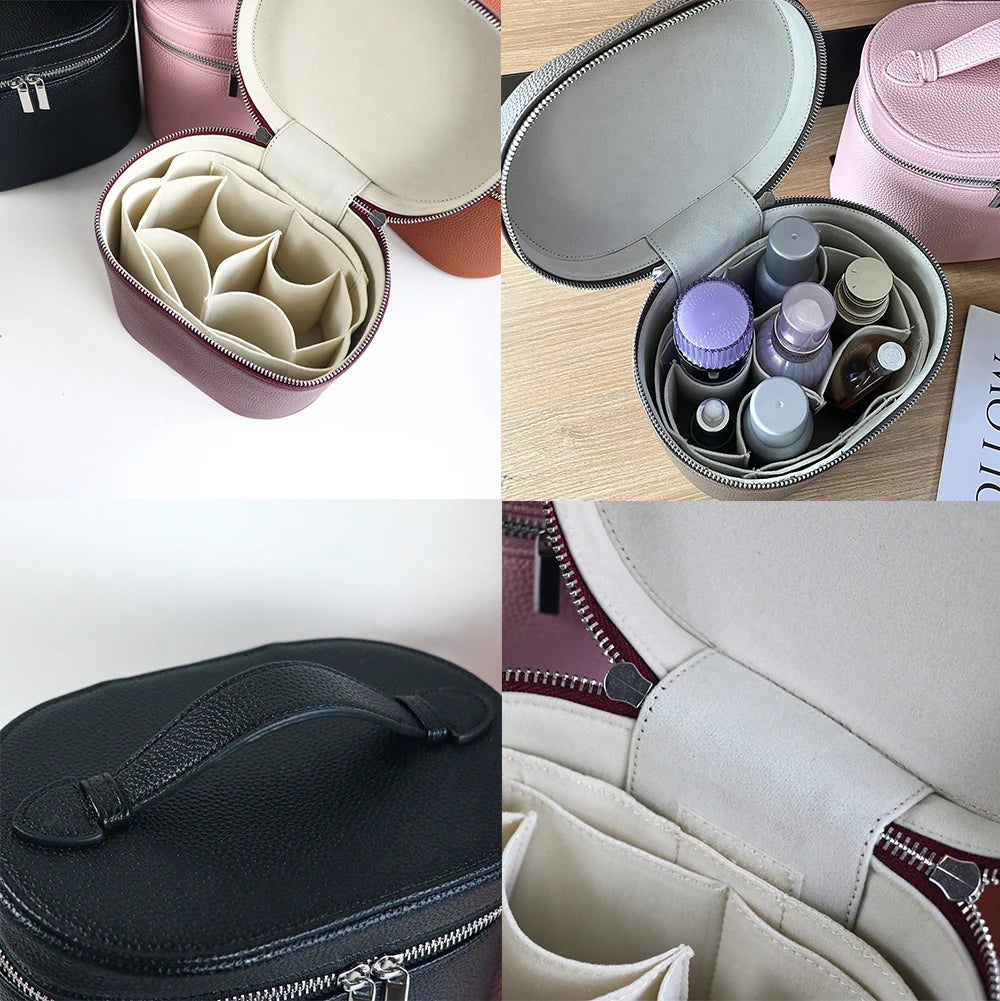Personalized Travel Friendly Cosmetic Bag, Large-Capacity PU Leather