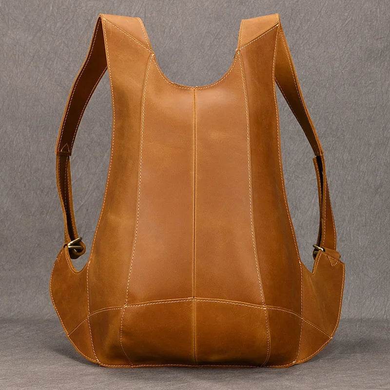 Anti-Theft Crazy Horse Leather School Backpack Travel Bag Men - VacationGrabs