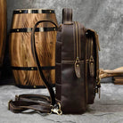 Vintage Genuine Leather Single Shoulder Chest Bag for Men - VacationGrabs