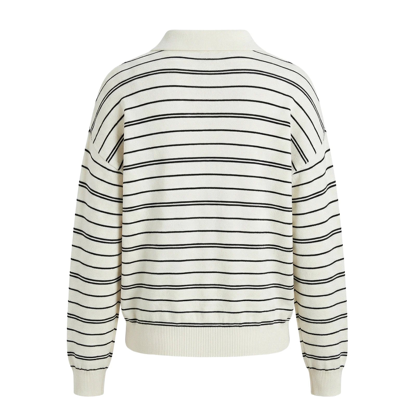 VacationGrabs Women Knit Oversized Striped Sweater Tops Winter Warm Long Sleeve Turn-down Collar Loose Fit Tops Y2K Streetwear