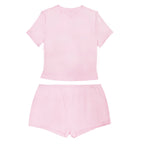 Casual Outfits Pink Girly Fashion Short Sleeve Crop Tops + Shorts Women Slim Fit T-shirt 2 Piece Set Co-ord Matching Suit