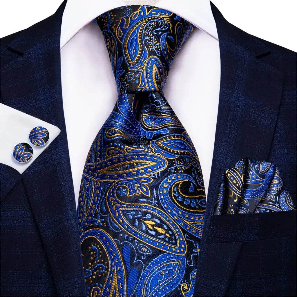 Multicolor Paisley 100% Silk Tie Sets for Men - VacationGrabs