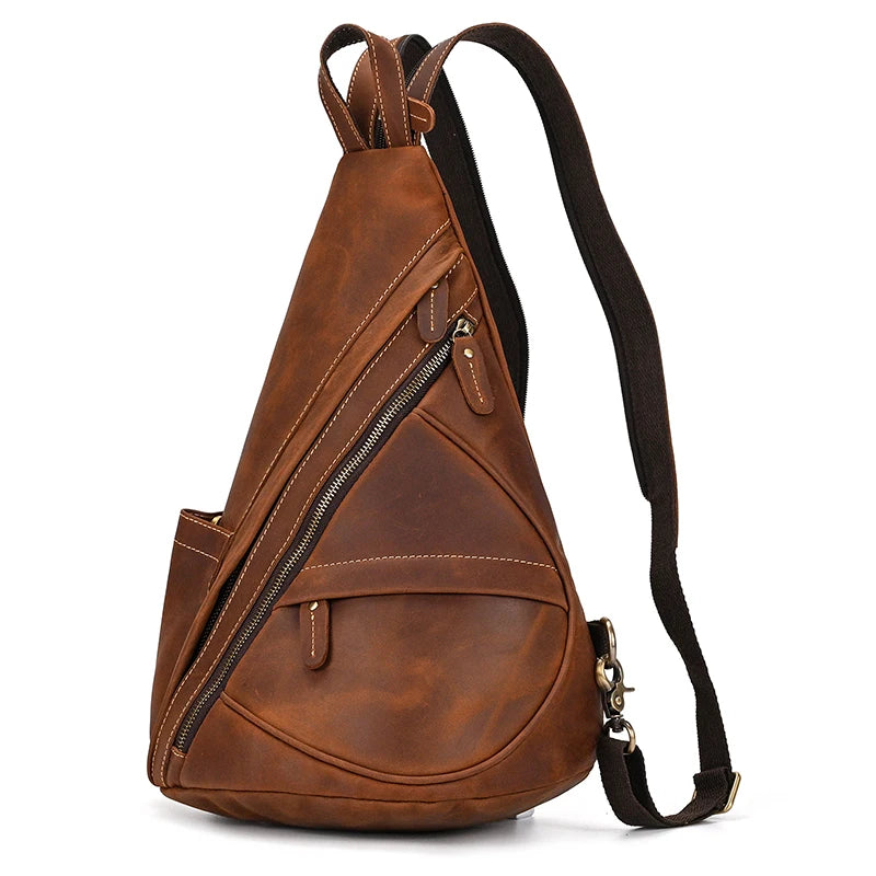 High Quality Leather Sling bag Genuine Leather Chest Bag Crossbody Bag Men's Leather Chest Pack Single Shoulder Backpack