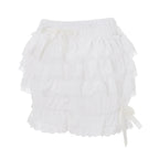 VacationGrabs Fairycore Heart Eyelet Lace Ruffle Shorts Women Multi Tier Frill Bow Decor Elastic Waist Harajuku Girls Daily Bloomers