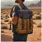 Men's Waxed Canvas Rucksack Backpack with Laptop Sleeve