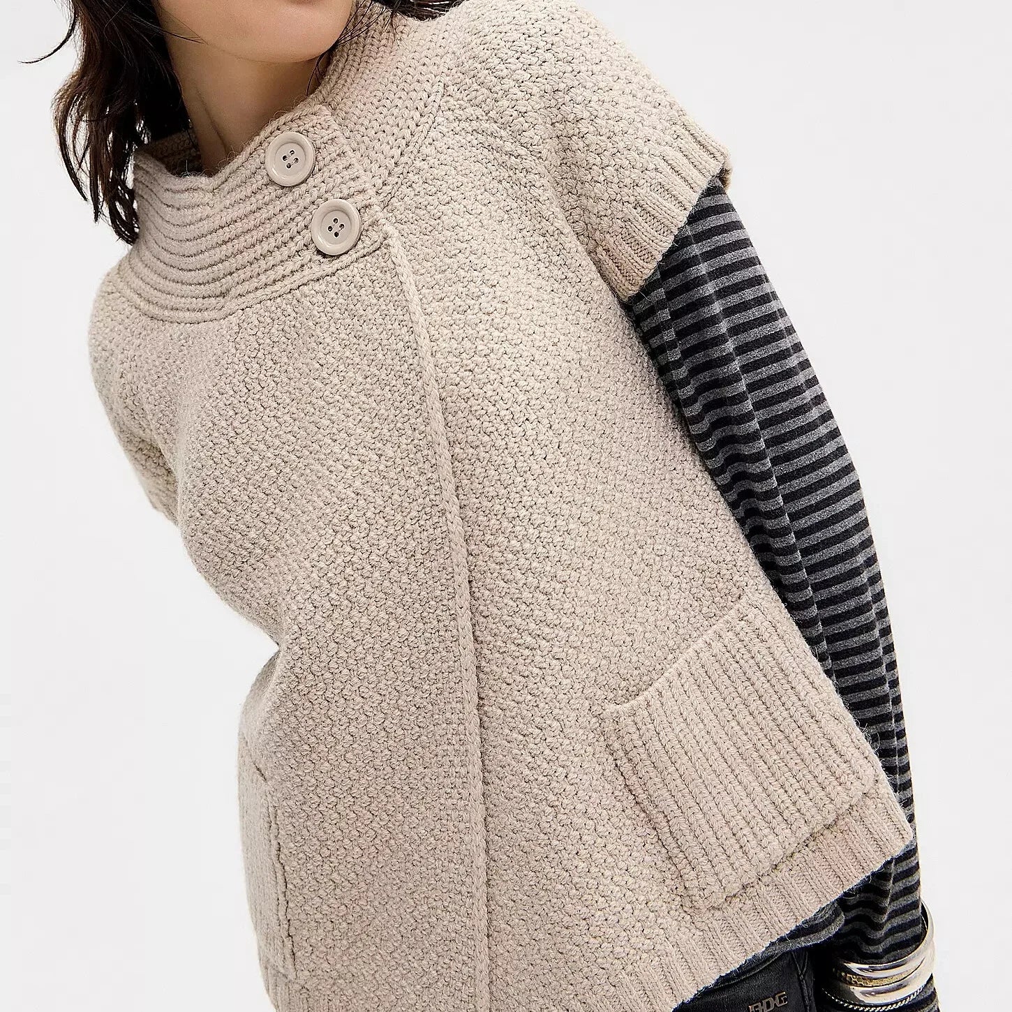 VacationGrabs Knitted Sweater Cardigan Tee Round Neck Short Sleeve Women's Breathable Soft Button Decorated Loose Fit Jumper Top