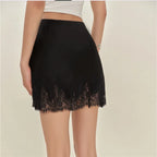 VacationGrabs Sexy Solid Lace Patchwork Skirt Women Fashion Straight Irregular Street Short Skirts Female Party Lady Mini Bottoms