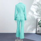 Tiffany Blue Blazer, Mini Skirt & Flare Trouser Separates