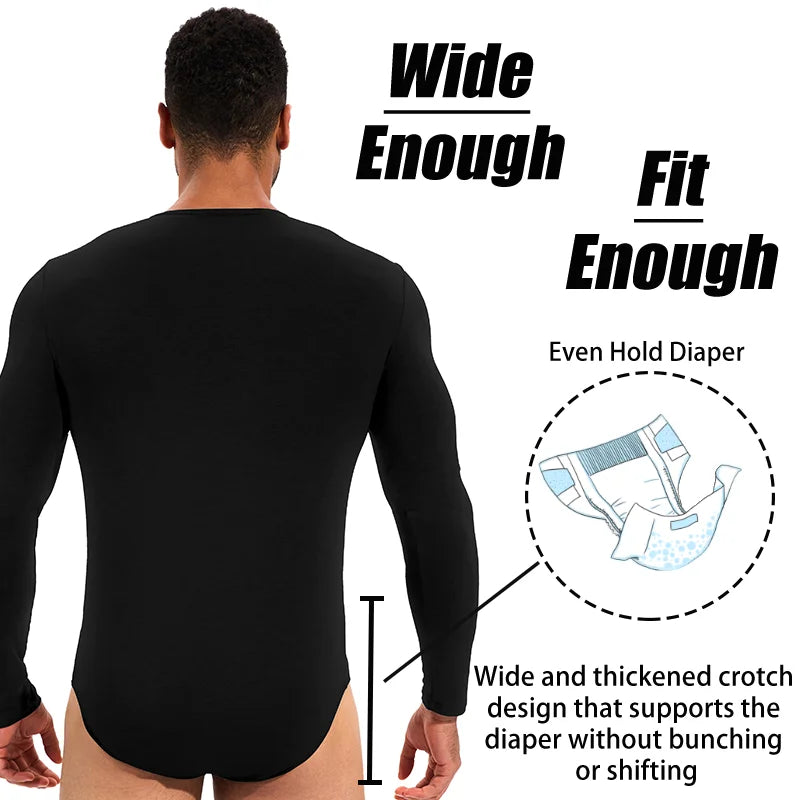Men's Long Sleeve Waist Trainer Compression Bodysuit
