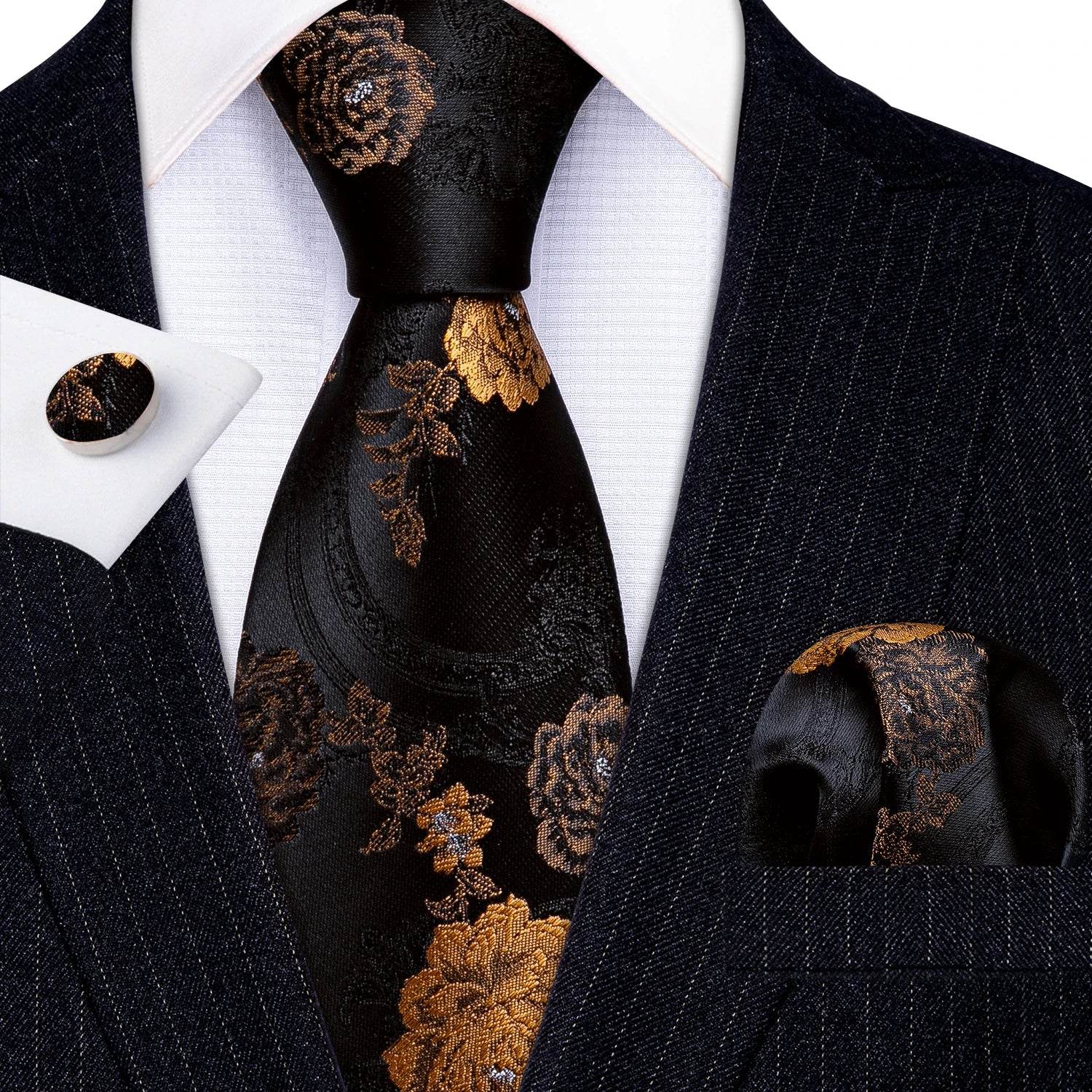 Floral Jacquard Silk Tie Set for Men - VacationGrabs