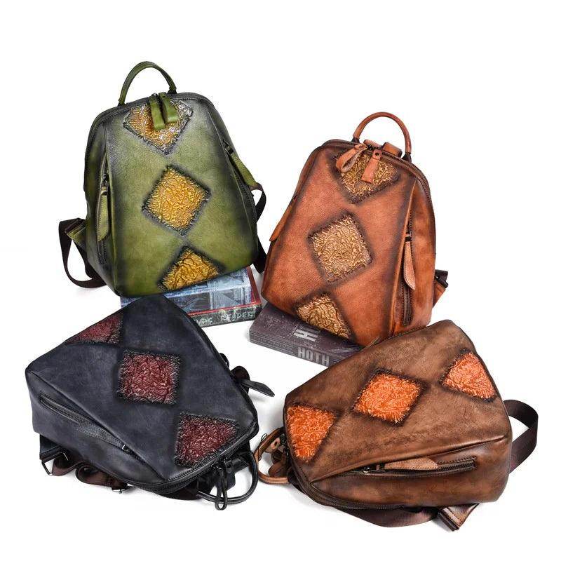 Womens Genuine Leather Day Travel Bag Vintage Rucksack - VacationGrabs
