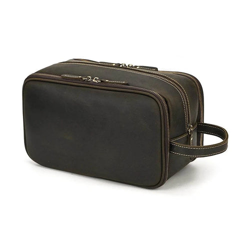 Leather Cosmetic Bag Toiletries Organizer Luxury Clutch for Men & Women - VacationGrabs