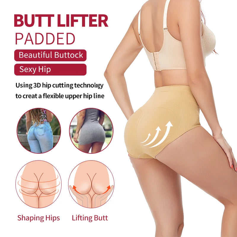 Padded Butt Lifter Shaping Panties for Women, Firm Control
