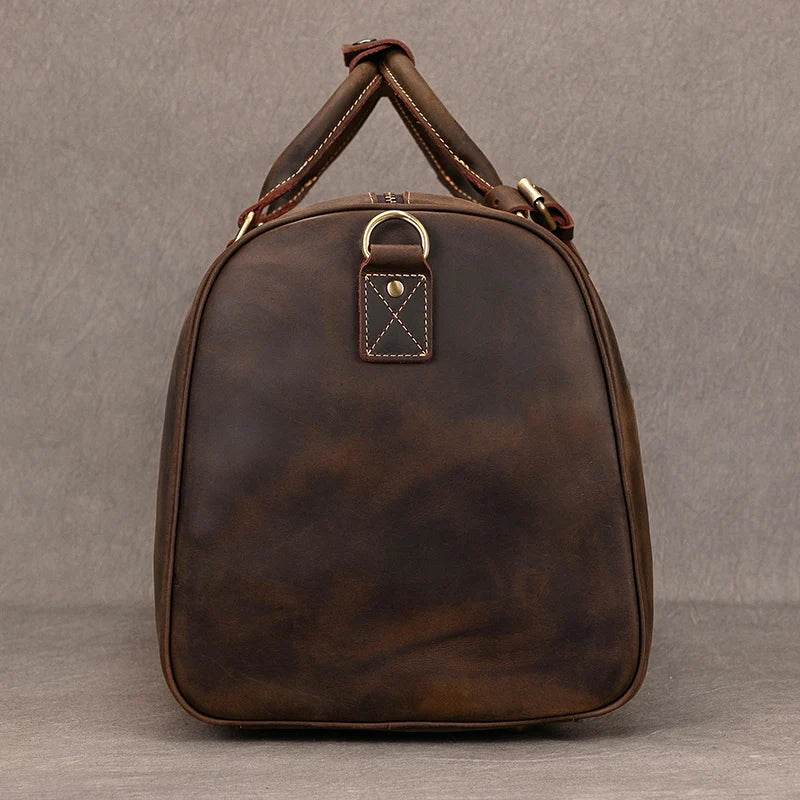 Vintage Leather Travel Duffel Hand Luggage Men’s Business Bag - VacationGrabs