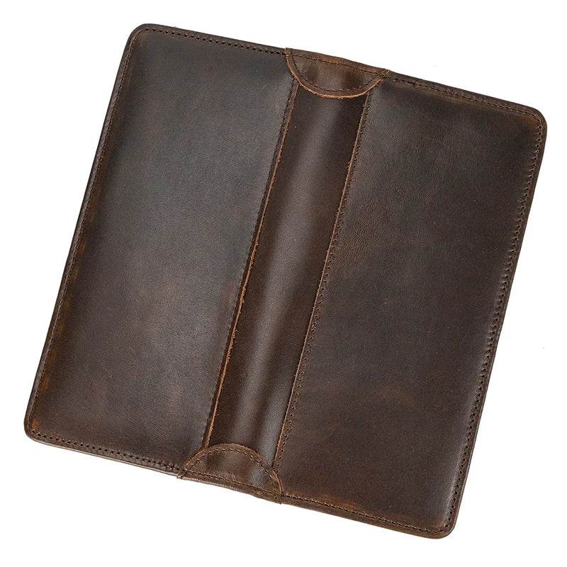 Casual Men’s Long Wallet with Mobile Phone Card Holder Natural Cow Skin - VacationGrabs