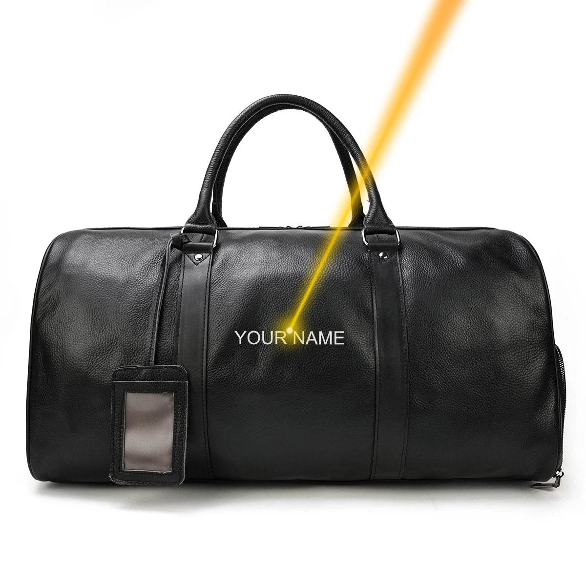 Natural Cowskin Waterproof Men’s Leather Weekend Overnight Bag - VacationGrabs