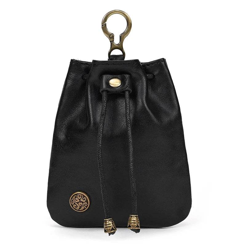 Creative Handmade Leather Coin Purse Retro Style with Silver Bag Design - VacationGrabs