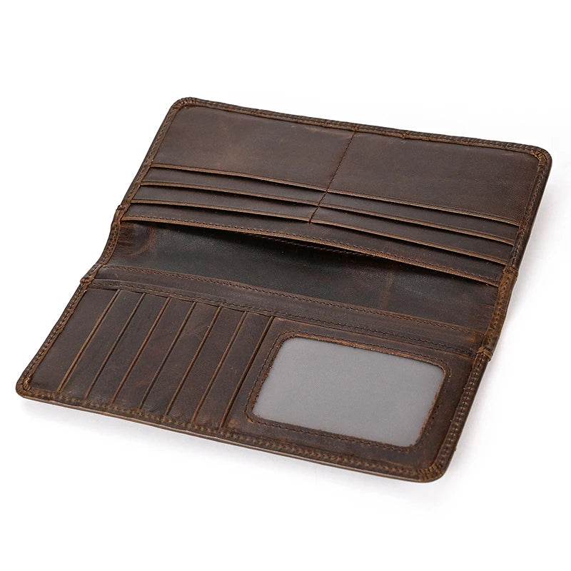 Casual Men’s Long Wallet with Mobile Phone Card Holder Natural Cow Skin - VacationGrabs
