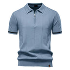 AIOPESON Men's Solid Color Sport Zipper Polo Shirt Athletic Social Polo Shirts for Men Office Slim Fit Polo